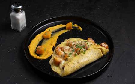 Roasted Butternut and Feta Omelet