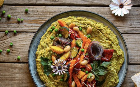 Roast Veg & Sweet Potato Fries With Hummus