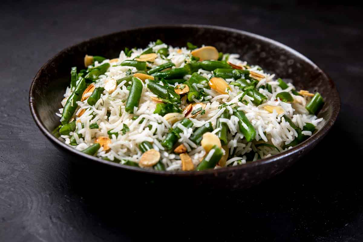 Green Bean and Almond Pilaf