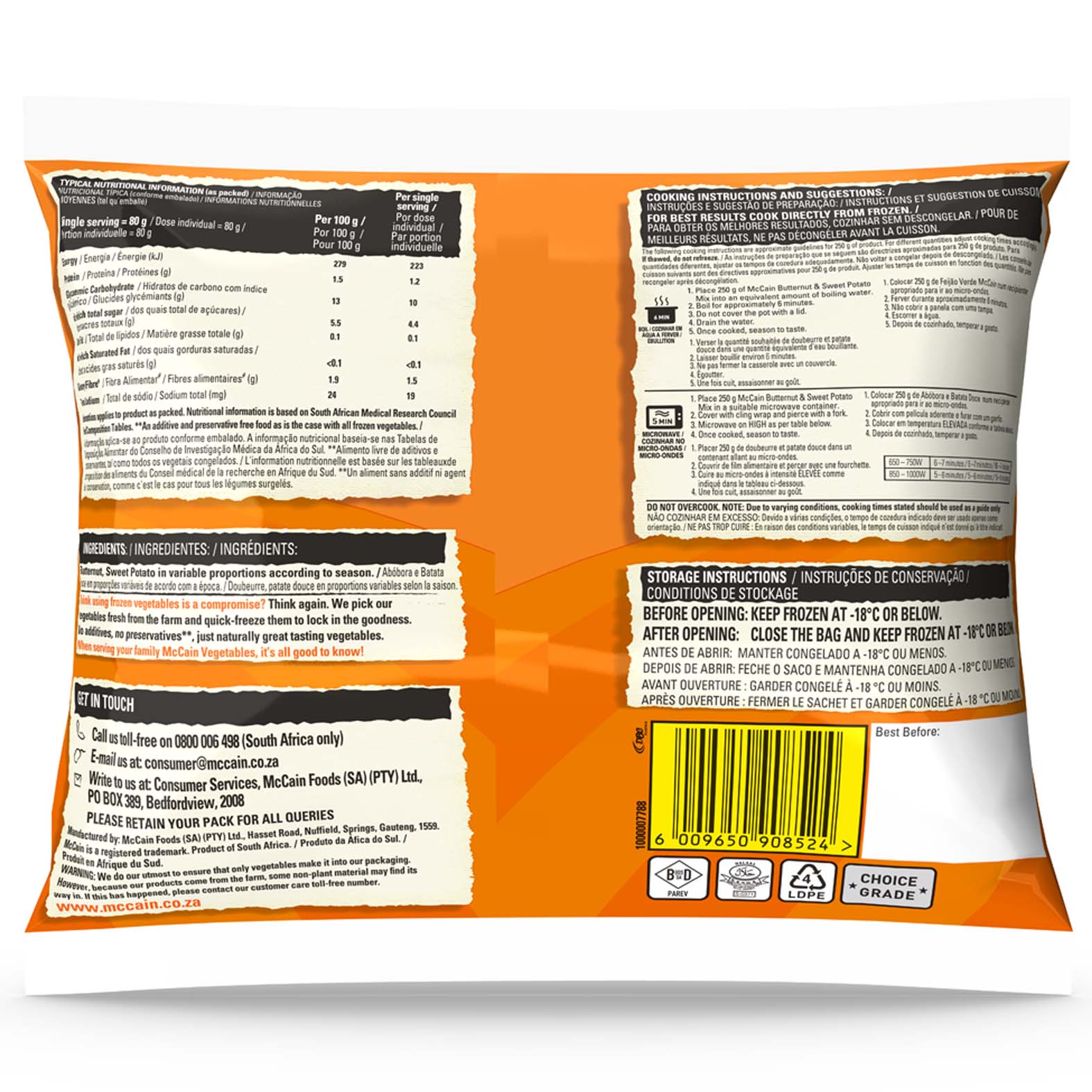 Butternut & Sweet Potato Mix 750g Back Pack photo