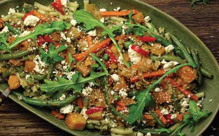 Pumpkin And Veg Pasta With Pesto