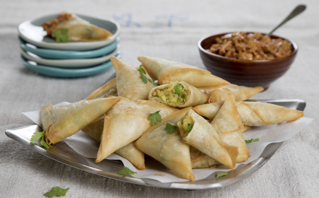 Curried Potato And Pea Samoosas