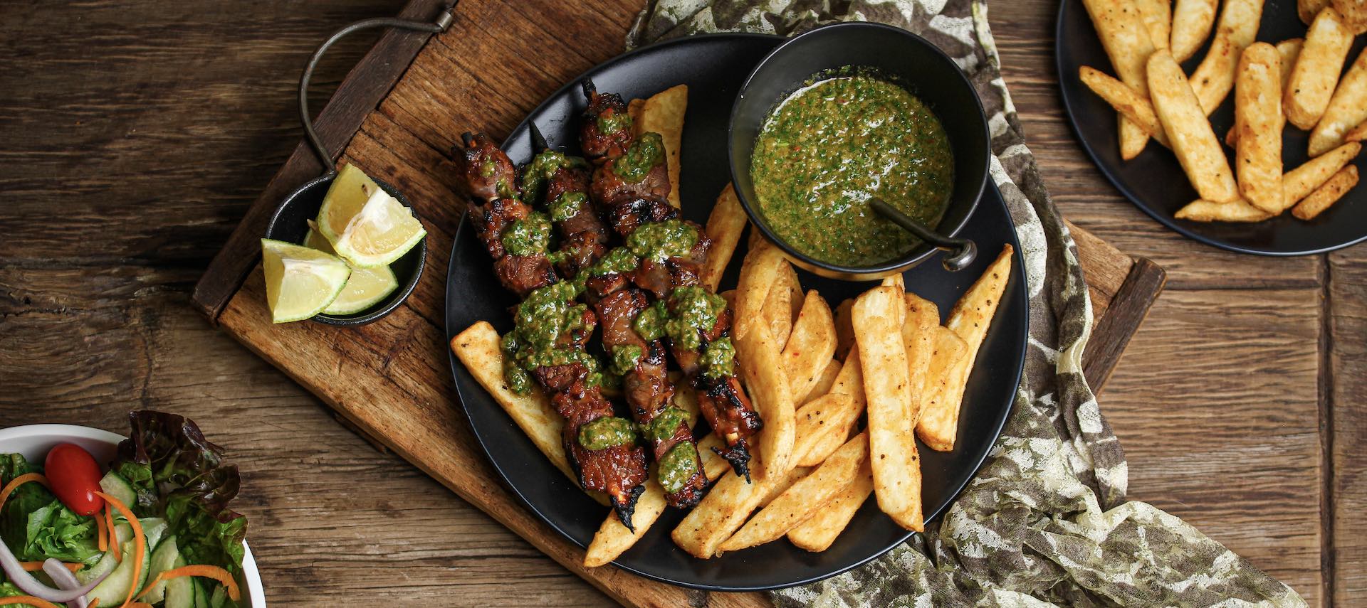 Chimichurri Skewers With Chips