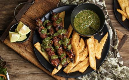 Chimichurri Skewers With Chips