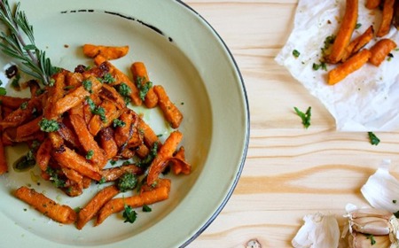 Sweet Potato Fries & Garlic Pesto