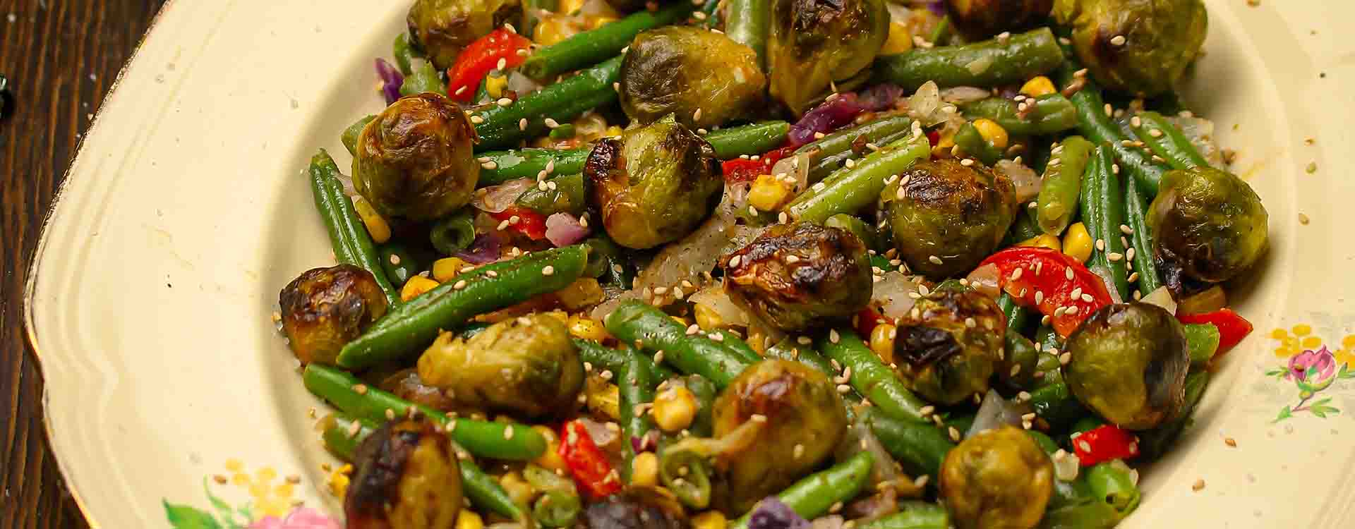 Brussel Sprout And Stir Fry Veg Salad