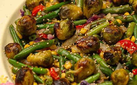 Brussel Sprout And Stir Fry Veg Salad
